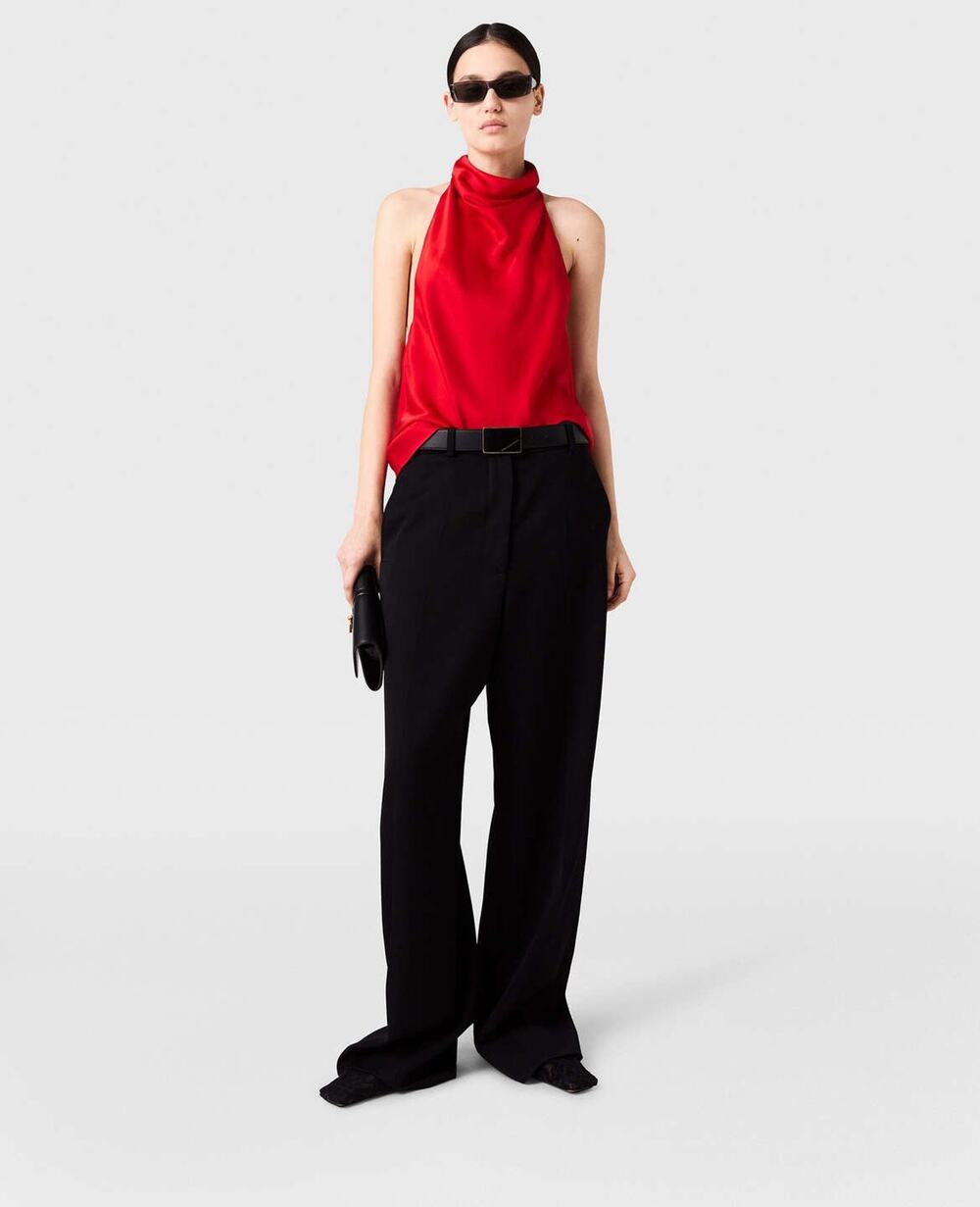 Stella McCartney Satin Halter neck Top in Lipstick Red IT 36 XS